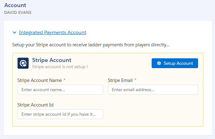 Integrated payment setup